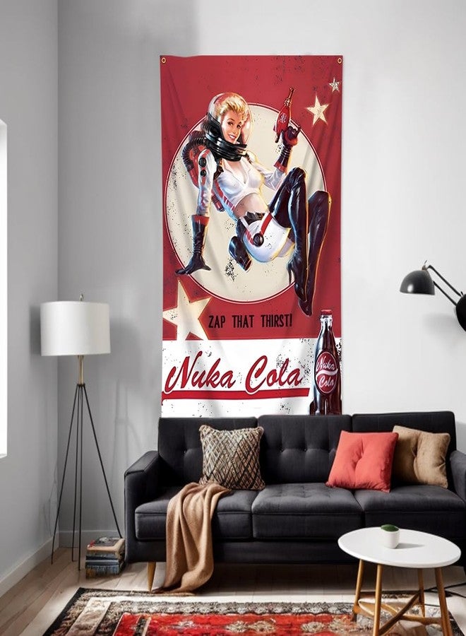 DecrPlus Nuka Tapestry Cola Girl Vintage Game Characters Decorative Banner Wall Hanging Flag (3x5ft,Vivid Color,150D Polyster) For Bar Cafe Home Garage Decor - Image 4